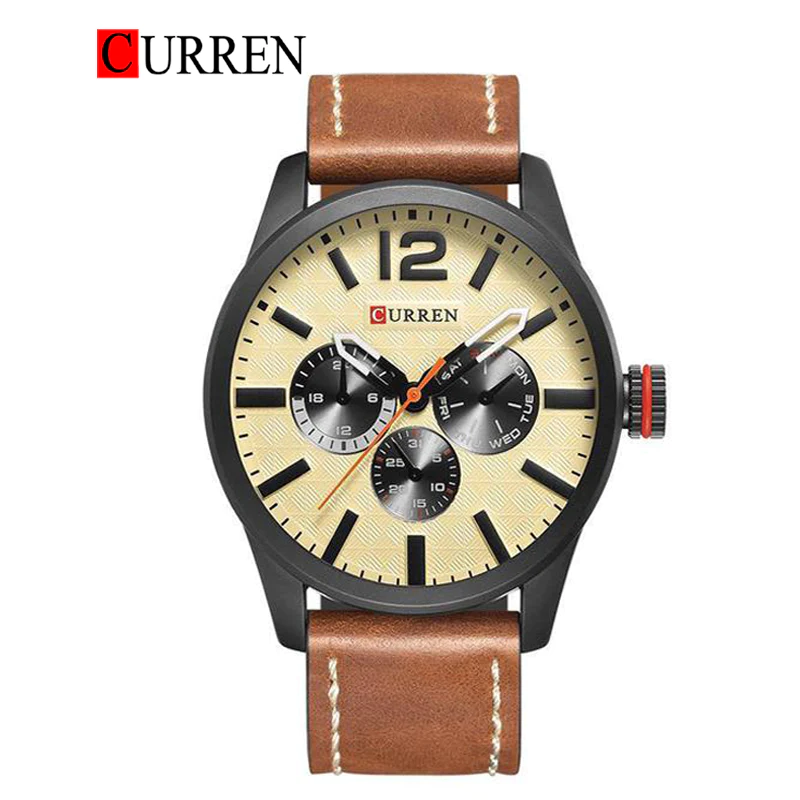 CURREN WATCHES CURREN Original Brand Leather Straps Wrist Watch For Men With Brand (Box & Bag)-8247