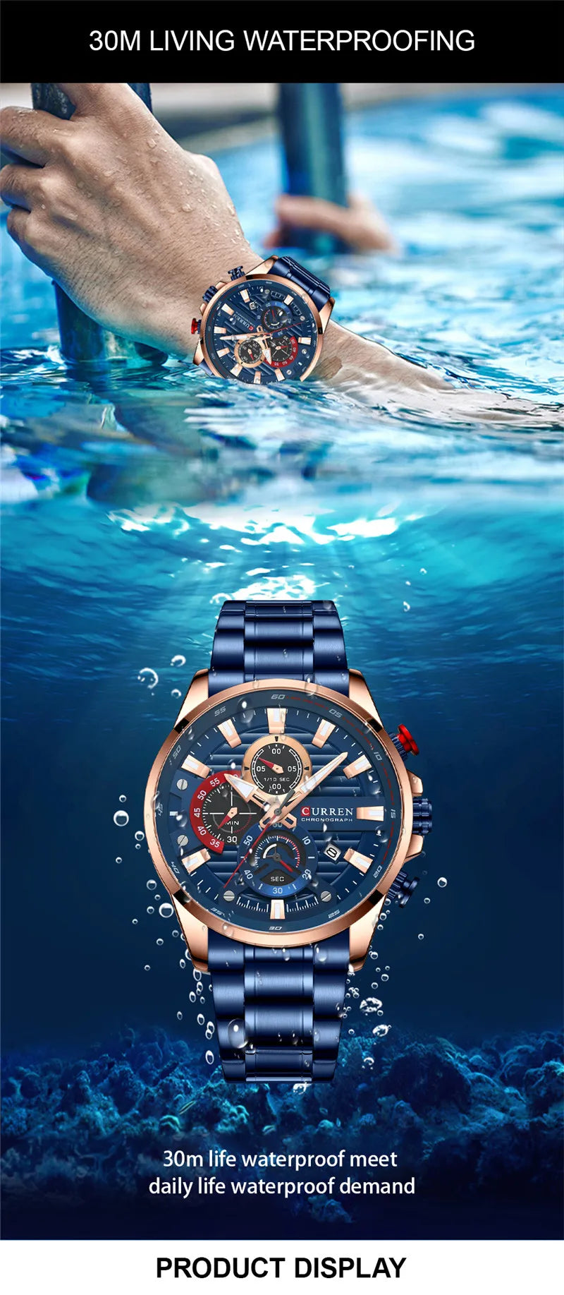 CURREN Stainless Steel Watch For Men With Box