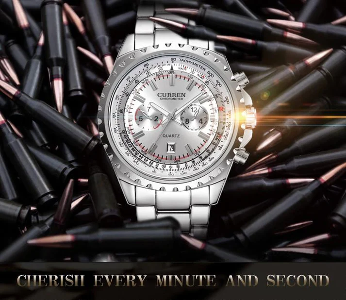 CURREN Original Brand Stainless Steel Band Wrist Watch For Couples With Brand (Box & Bag)